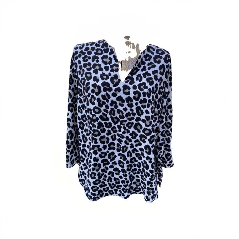 MICHAEL Michael Kors Blue and Black Animal Print Blouse